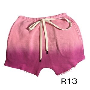 R13 DROPPED CROTCH OMBRÉ FADED PINK SWEATSHORT (S/M)